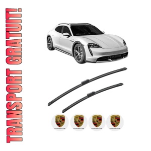 Set stergatoare PORSCHE TAYCAN Cross Turismo (Y1B) din 2020-2023, pentru parbriz auto, 2 bucati, Bosch Aerotwin, din cauciuc siliconat rezistent, 4 Stickere Auto PORSCHE
