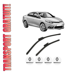 Set stergatoare RENAULT FLUENCE (L3_) din 2010-2015, pentru parbriz auto, 2 bucati, Bosch Aerotwin, din cauciuc siliconat rezistent, 4 Stickere Auto RENAULT