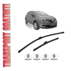 Set stergatoare RENAULT KAPTUR (H5_) din 2016-2021, pentru parbriz auto, 2 bucati, Bosch Aerotwin, din cauciuc siliconat rezistent, 4 Stickere Auto RENAULT