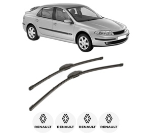 Set stergatoare RENAULT LAGUNA II (BG0/1_) din 2001-2007, pentru parbriz auto, 2 bucati, Valeo Silencio Xtrm, din cauciuc siliconat rezistent, 4 Stickere Auto RENAULT v36474