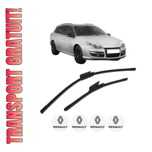 Set stergatoare RENAULT LAGUNA III Grandtour (KT0/1) din 2007-2015, pentru parbriz auto, 2 bucati, Bosch Aerotwin, din cauciuc siliconat rezistent, 4 Stickere Auto RENAULT