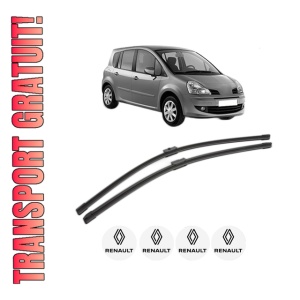 Set stergatoare RENAULT MODUS / GRAND MODUS (F/JP0_) din 2004-2012, pentru parbriz auto, 2 bucati, Bosch Aerotwin, din cauciuc siliconat rezistent, 4 Stickere Auto RENAULT