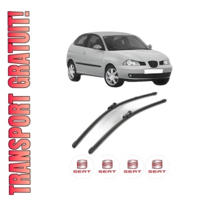 Set stergatoare SEAT IBIZA III (6L1) din 2002-2009, pentru parbriz auto, 2 bucati, Valeo Silencio Xtrm, din cauciuc siliconat rezistent, 4 Stickere Auto SEAT