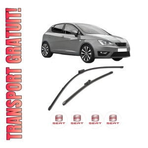 Set stergatoare SEAT IBIZA V (KJ1, KJG) din 2017-2020, pentru parbriz auto, 2 bucati, Valeo Silencio Xtrm, din cauciuc siliconat rezistent, 4 Stickere Auto SEAT