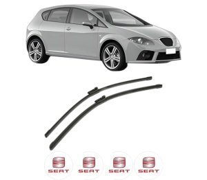 Set stergatoare SEAT LEON (1P1) din 2005-2013, pentru parbriz auto, 2 bucati, Bosch Aerotwin, din cauciuc siliconat rezistent, 4 Stickere Auto SEAT v56109