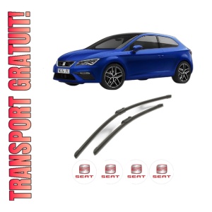 Set stergatoare SEAT LEON (KL1, KLG) din 2019-2024, pentru parbriz auto, 2 bucati, Bosch Aerotwin, din cauciuc siliconat rezistent, 4 Stickere Auto SEAT