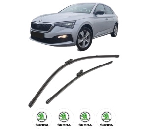 Set stergatoare SKODA SCALA (NW1) din 2019-2020, pentru parbriz auto, 2 bucati, Valeo Silencio Xtrm, din cauciuc siliconat rezistent, 4 Stickere Auto SKODA - Img 1