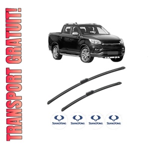 Set stergatoare SSANGYONG MUSSO (QK) din 2018, pentru parbriz auto, 2 bucati, Bosch Aerotwin, din cauciuc siliconat rezistent, 4 Stickere Auto SSANGYONG