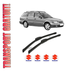Set stergatoare SUZUKI BALENO Estate (EG) din 1996-1998, pentru parbriz auto, 2 bucati, Bosch Aerotwin Retrofit, din cauciuc siliconat rezistent, 4 Stickere Auto SUZUKI