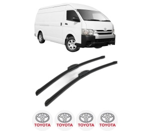 Set stergatoare TOYOTA HIACE V Van (TRH2__, KDH2__, LH2__, GDH2__) din 2004-2015, pentru parbriz auto, 2 bucati, Bosch Aerotwin Retrofit, din cauciuc siliconat rezistent, 4 Stickere Auto TOYOTA v47469