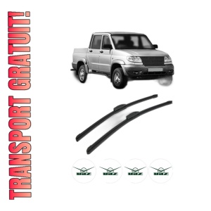 Set stergatoare UAZ CARGO (23602) din 2008-2017, pentru parbriz auto, 2 bucati, Bosch Aerotwin Retrofit, din cauciuc siliconat rezistent, 4 Stickere Auto UAZ