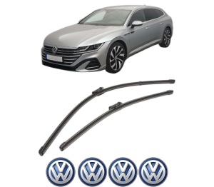 Set stergatoare Volkswagen ARTEON SHOOTING BRAKE (3H9) din 2020-2024, pentru parbriz auto, 2 bucati, Valeo Silencio Xtrm, din cauciuc siliconat rezistent, 4 Stickere Auto Volkswagen v36834