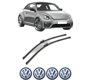 Set stergatoare Volkswagen BEETLE (5C1, 5C2) din 2011-2019, pentru parbriz auto, 2 bucati, Valeo Silencio Xtrm, din cauciuc siliconat rezistent, 4 Stickere Auto Volkswagen v37134
