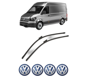 Set stergatoare Volkswagen CRAFTER Van (SY_, SX_) din 2016-2024, pentru parbriz auto, 2 bucati, Bosch Aerotwin, din cauciuc siliconat rezistent, 4 Stickere Auto Volkswagen v49724