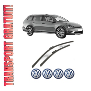 Set stergatoare Volkswagen GOLF ALLTRACK VII Variant (BA5, BV5) din 2014-2020, pentru parbriz auto, 2 bucati, Bosch Aerotwin, din cauciuc siliconat rezistent, 4 Stickere Auto Volkswagen