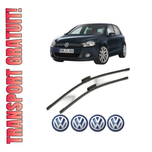 Set stergatoare Volkswagen GOLF VI Van (5K1) din 2008-2012, pentru parbriz auto, 2 bucati, Bosch Aerotwin Multi, din cauciuc siliconat rezistent, 4 Stickere Auto Volkswagen