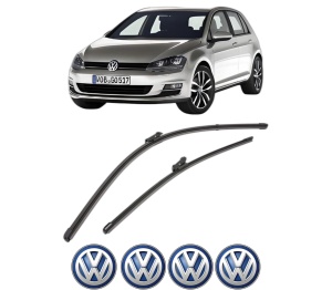 Set stergatoare Volkswagen GOLF VII Van (5G1) din 2012-2017, pentru parbriz auto, 2 bucati, Valeo Silencio Xtrm, din cauciuc siliconat rezistent, 4 Stickere Auto Volkswagen v37314