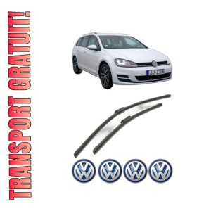 Set stergatoare Volkswagen GOLF VII Variant (BA5, BV5) din 2013-2021, pentru parbriz auto, 2 bucati, Bosch Aerotwin, din cauciuc siliconat rezistent, 4 Stickere Auto Volkswagen