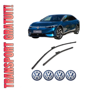 Set stergatoare Volkswagen ID.7 (ED2) din 2023, pentru parbriz auto, 2 bucati, Valeo Silencio, din cauciuc siliconat rezistent, 4 Stickere Auto Volkswagen