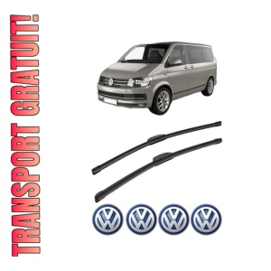 Set stergatoare Volkswagen MULTIVAN T5 (7HM, 7HN, 7HF, 7EF, 7EM, 7EN) din 2003-2015, pentru parbriz auto, 2 bucati, Bosch Aerotwin Retrofit, din cauciuc siliconat rezistent, 4 Stickere Auto Volkswagen