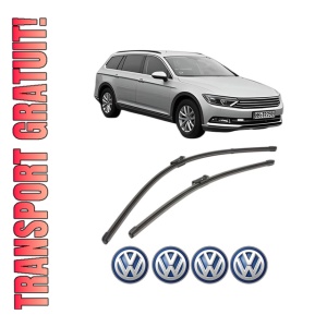 Set stergatoare Volkswagen PASSAT ALLTRACK B8 Variant (3G5, CB5) din 2015-2024, pentru parbriz auto, 2 bucati, Valeo Silencio Xtrm, din cauciuc siliconat rezistent, 4 Stickere Auto Volkswagen