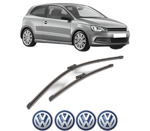 Set stergatoare Volkswagen POLO V (6R1, 6C1) din 2009-2022, pentru parbriz auto, 2 bucati, Valeo Silencio Xtrm, din cauciuc siliconat rezistent, 4 Stickere Auto Volkswagen v38634