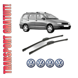 Set stergatoare Volkswagen POLO Variant (6V5) din 1997-1999, pentru parbriz auto, 2 bucati, Bosch Aerotwin Retrofit, din cauciuc siliconat rezistent, 4 Stickere Auto Volkswagen