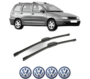 Set stergatoare Volkswagen POLO Variant (6V5) din 1997-1999, pentru parbriz auto, 2 bucati, Bosch Aerotwin Retrofit, din cauciuc siliconat rezistent, 4 Stickere Auto Volkswagen v48009