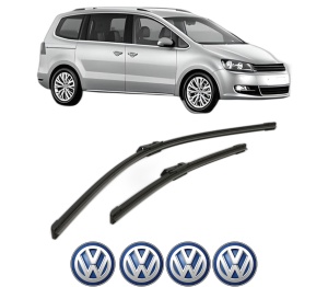 Set stergatoare Volkswagen SHARAN (7N1, 7N2) din 2010-2022, pentru parbriz auto, 2 bucati, Bosch Aerotwin, din cauciuc siliconat rezistent, 4 Stickere Auto Volkswagen v53889