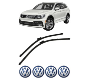 Set stergatoare Volkswagen TIGUAN (AD1, AX1) din 2016-2024, pentru parbriz auto, 2 bucati, Valeo Silencio Xtrm, din cauciuc siliconat rezistent, 4 Stickere Auto Volkswagen v35334