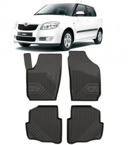 Skoda Fabia I Din 2000 - 2007, Suv , Set Covorase Auto Tip Tavita Premium 3D, din cauciuc accesorii pentru autoturismul tau - masina v167926