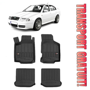 Skoda Octavia I, Hatchback, Din 1998 - 2004 , Set Covorase Auto Tip Tavita Premium 3D, din cauciuc