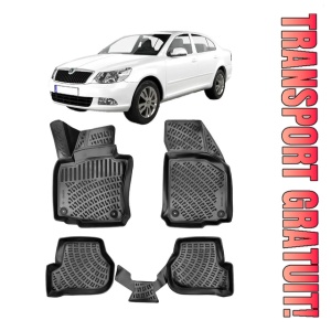 Skoda Octavia II 2004-2013 Set 4 covorase auto din cauciuc tip tavita premium line 3D