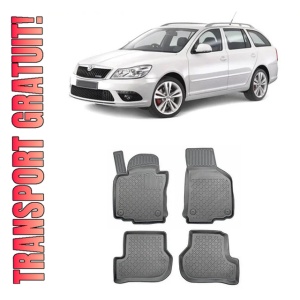 Skoda Octavia II Din 2004 - 04.2013, Combi , Set Covorase Auto Tip Tavita Premium 3D, din cauciuc