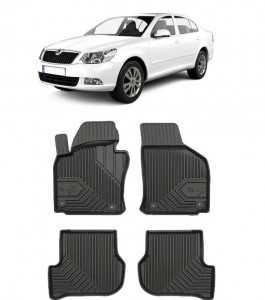 Skoda Octavia II Scout Din 03.2004 - 01.2013, Hatchback , Set Covorase Auto Tip Tavita Premium 3D, din cauciuc accesorii pentru autoturismul tau - masina v167643