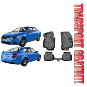 Skoda Octavia III 2012-2020 Set 4 covorase auto din cauciuc tip tavita premium line 3D