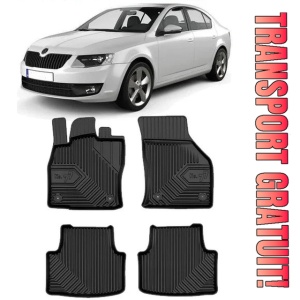 Skoda Octavia III Din 02.2013 - 05.2020, Hatchback , Set Covorase Auto Tip Tavita Premium 3D, din cauciuc