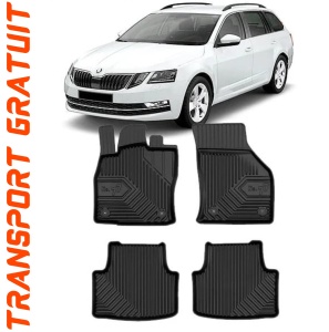 Skoda Octavia III Din 05.2013 - 05.2020, Combi , Set Covorase Auto Tip Tavita Premium 3D, din cauciuc accesorii pentru autoturismul tau - masina v168766
