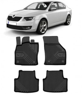 Skoda Octavia III Din 05.2013 - Prezent, Hatchback , Set Covorase Auto Tip Tavita Premium 3D, din cauciuc accesorii pentru autoturismul tau - masina v164428