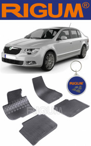 Skoda Superb II, Sedan, fabricat din 06.2008 - 04.2015, set covorase auto dedicate, din cauciuc 100% Premium accesorii pentru autoturismul tau - masina v158444