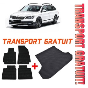 Skoda Superb III din 09.2015 - Prezent Combi Portbagaj Inferior *4, Set Covorase + tavita portbagaj auto
