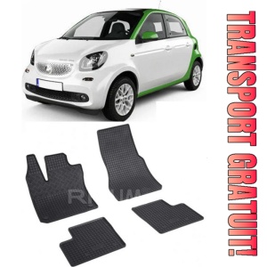 Smart Forfour II, Hatchback, fabricat din 2014 - Prezent, set covorase auto dedicate, din cauciuc 100% Premium