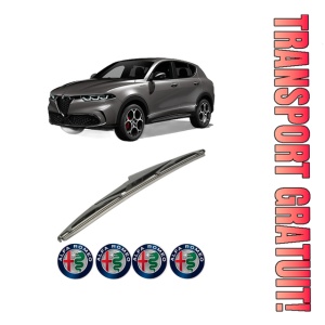 Stergator lamela spate ALFA ROMEO TONALE (965_) din 2022, pentru luneta auto, Bosch Twin, din cauciuc siliconat rezistent, 4 Stickere Auto ALFA ROMEO