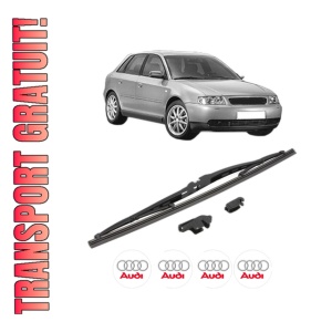 Stergator lamela spate AUDI A3 (8L1) din 1996 - 2003, pentru luneta auto, Valeo Silencio, din cauciuc siliconat rezistent, 4 Stickere Auto AUDI - Img 1