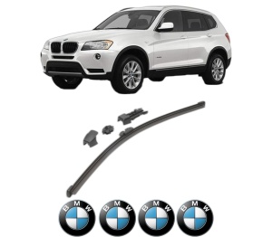Stergator lamela spate BMW Seria X3 (F25) din 2010 - 2017, pentru luneta auto, Valeo HydroConnect, din cauciuc siliconat rezistent, 4 Stickere Auto BMW v17074