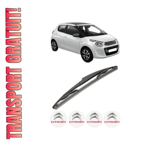 Stergator lamela spate CITROEN C1 II (PA_, PS_) din 2014 - 2021, pentru luneta auto, Valeo Silencio, din cauciuc siliconat rezistent, 4 Stickere Auto CITROEN