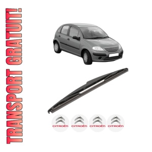 Stergator lamela spate CITROEN C3 I (FC_, FN_) din 2002 - 2012, pentru luneta auto, Valeo Silencio, din cauciuc siliconat rezistent, 4 Stickere Auto CITROEN - Img 1