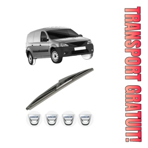 Stergator lamela spate DACIA LOGAN EXPRESS (FS_) din 2007 - 2012, pentru luneta auto, Bosch Twin, din cauciuc siliconat rezistent, 4 Stickere Auto DACIA