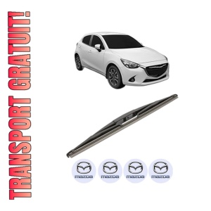 Stergator lamela spate MAZDA 2 Hatchback (DL, DJ) din 2014, pentru luneta auto, Valeo Silencio, din cauciuc siliconat rezistent, 4 Stickere Auto MAZDA