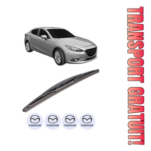 Stergator lamela spate MAZDA 3 Hatchback (BP) din 2018, pentru luneta auto, Bosch Twin, din cauciuc siliconat rezistent, 4 Stickere Auto MAZDA